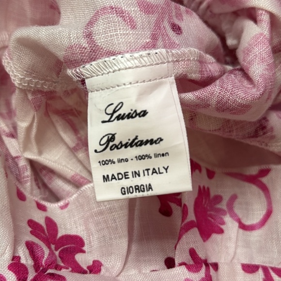 Luisa Positano Giorgio Mini Dress White & Pink Linen Amalfi Coast Italy Inspired - Picture 12 of 16